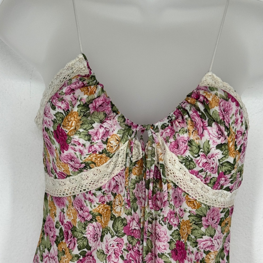 Princess Polly Floral Lace Trim Maxi Dress Milkmaid Smocked Back Size 6 Tie Boho - Picture 6 of 9